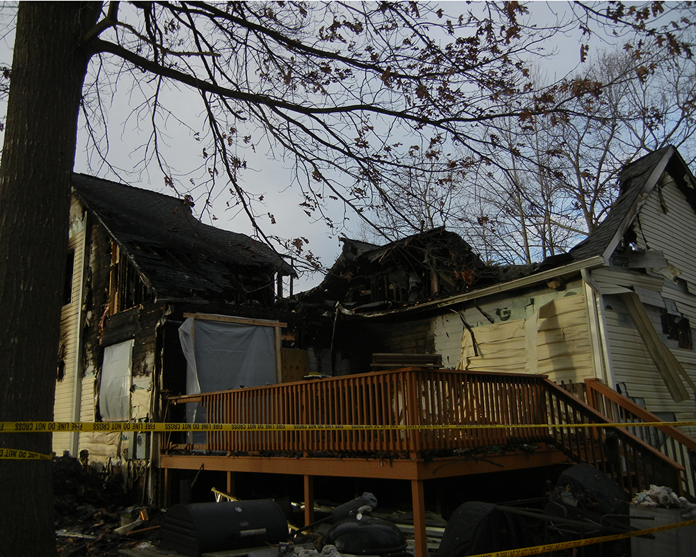 Massisive fire damaged home